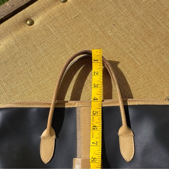 Longchamp Small Handbag Black Nylon Tan Leather Le Pliage Top Handle - Picture 12 of 16